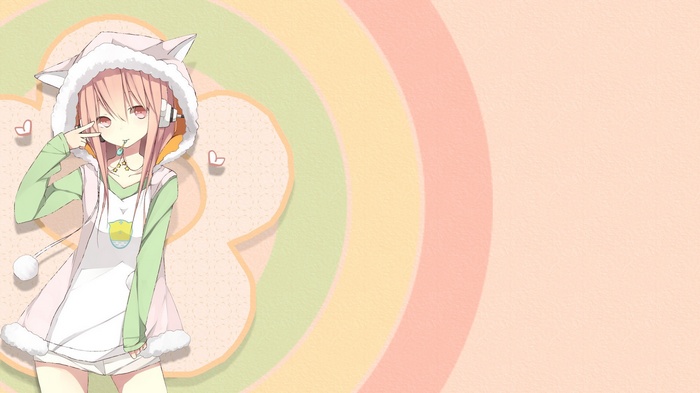 Super Sonico wearing a cat-ear hoodie and headphones