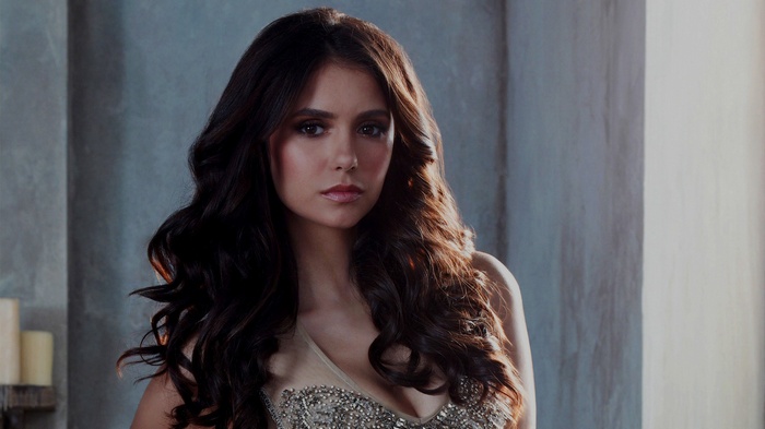 Nina Dobrev in a sparkling dress