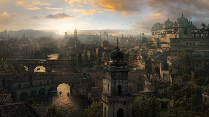 Assassin's Creed city with bridges and river