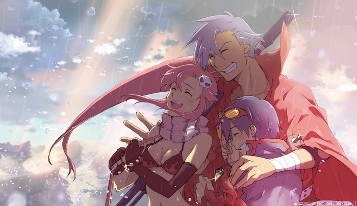 Simon, Kamina, and Yoko Littner from Gurren Lagann