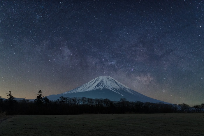 Mount Fuji under the Milky Way at night
