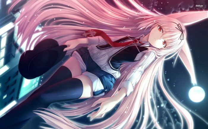Anime Girl with Pink Hair and Bunny Ears