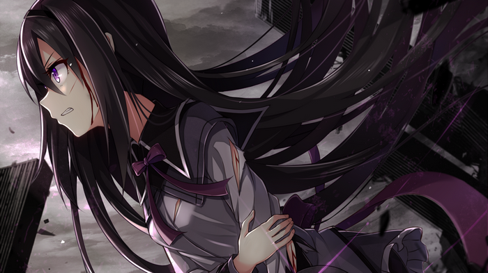 Akemi Homura with wounds in Mahou Shoujo Madoka Magica