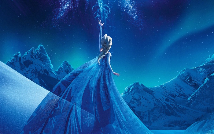 polar night, snow, Disney, Frozen (movie), glaciers, Princess Elsa, night, mountains, animated movies, movies