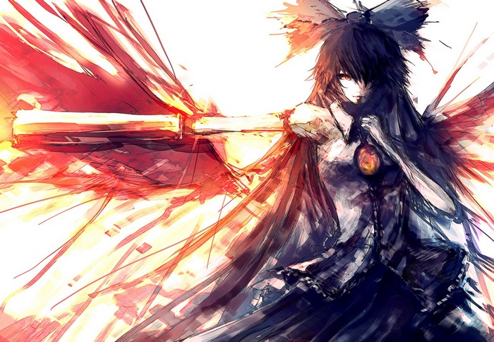 Reiuji Utsuho with Wings and Gun