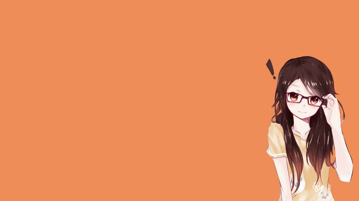 Anime girl with glasses on orange background
