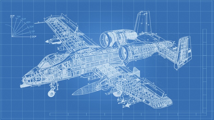Fairchild Republic A-10 Thunderbolt II, engineering, blueprints, airplane, A-10 Thunderbolt, technology