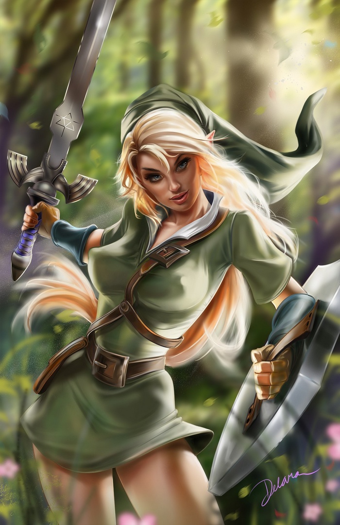 Master Sword, video games, women, Linkle, hard nipples, The Legend of Zelda