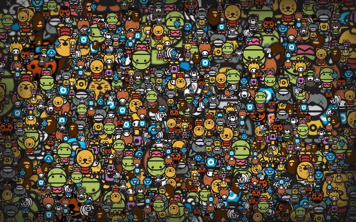 A collage of colorful cartoon characters.