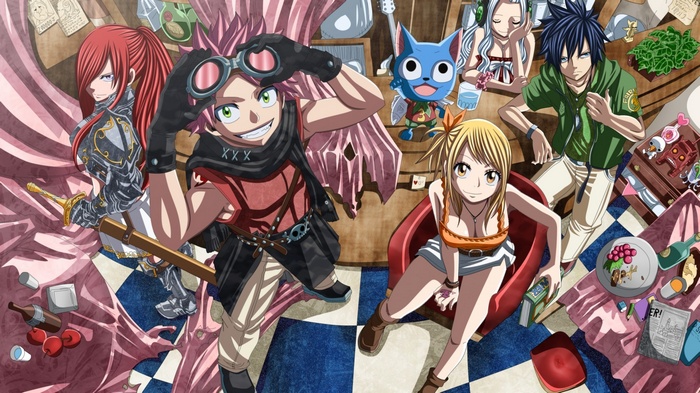 Fairy Tail characters gathered around a table