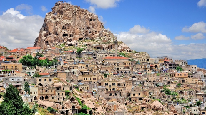 Uchisar Castle in Cappadocia, Turkey