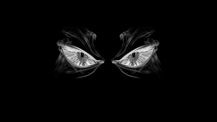 drawing, smoke, digital art, anger, dark, eyes, minimalism, black background