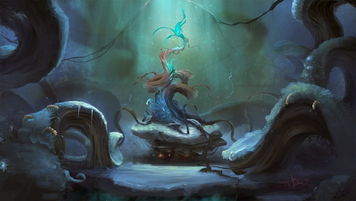 Fantasy art of a glowing tree by Sergey Lesiuk