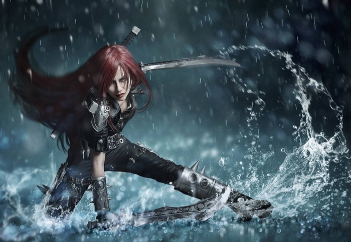 Katarina from League of Legends in water