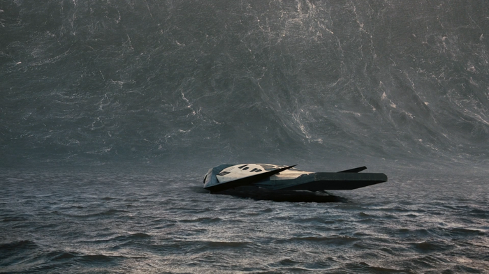 Spaceship in a massive wave from Interstellar