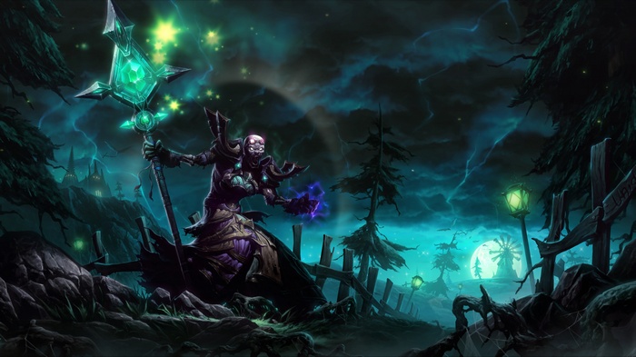 World of Warcraft Shadow Priest with Green Staff