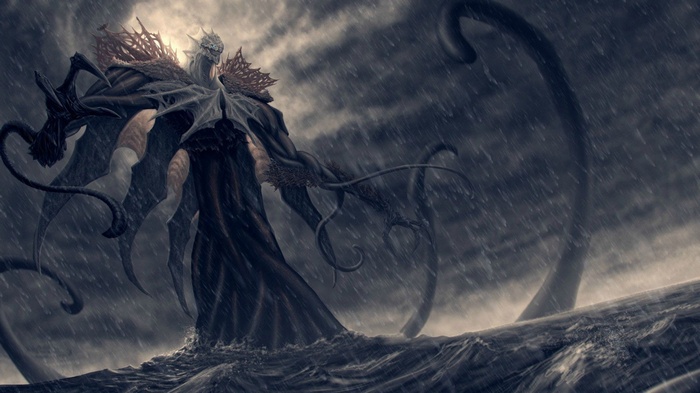 A Kraken Rises from the Stormy Sea