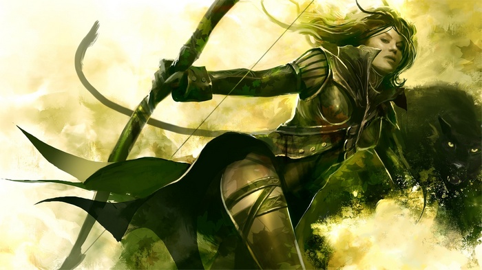 Guild Wars 2 Ranger with Bow and Wolf