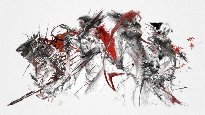Guild Wars 2 Characters in a Sketchy Art Style