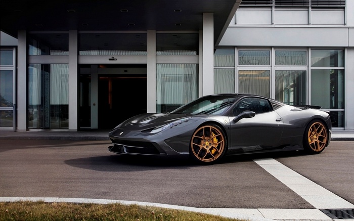 Novitec Ferrari 458 Speciale parked outside a modern building