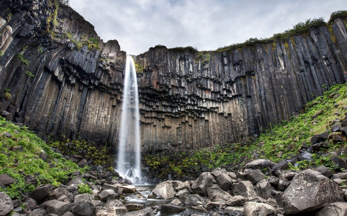 Svartifoss waterfall in Iceland with basalt columns