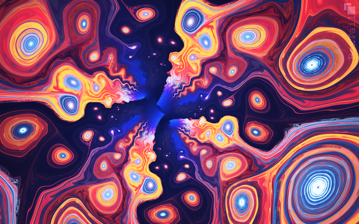 Abstract fractal art with colorful spirals