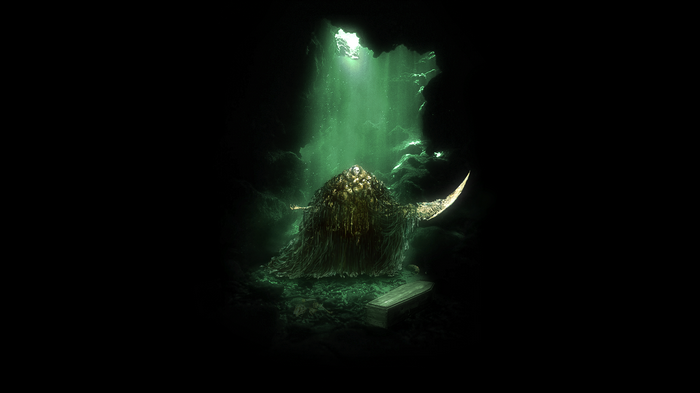 Nito from Dark Souls in a cave with a coffin