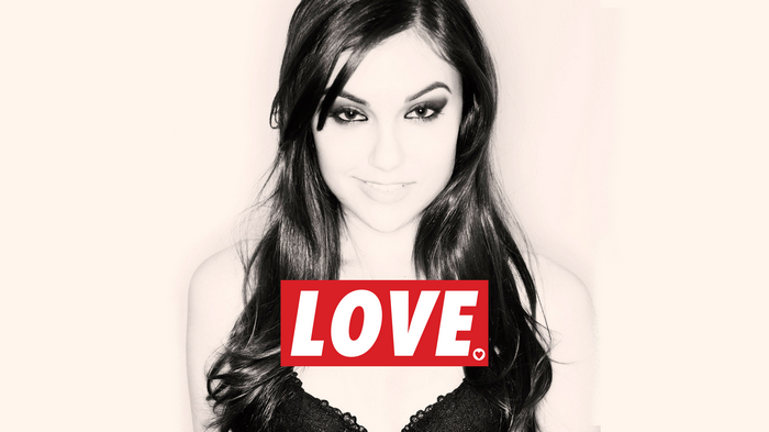 Sasha Grey with LOVE text overlay