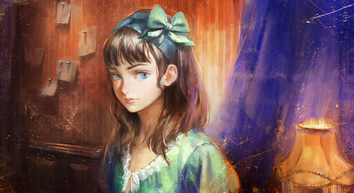 Artwork of a young girl with blue eyes
