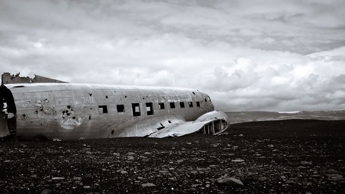 Wreckage of a Douglas DC-3 airplane on Sólheimasandur beach, Iceland