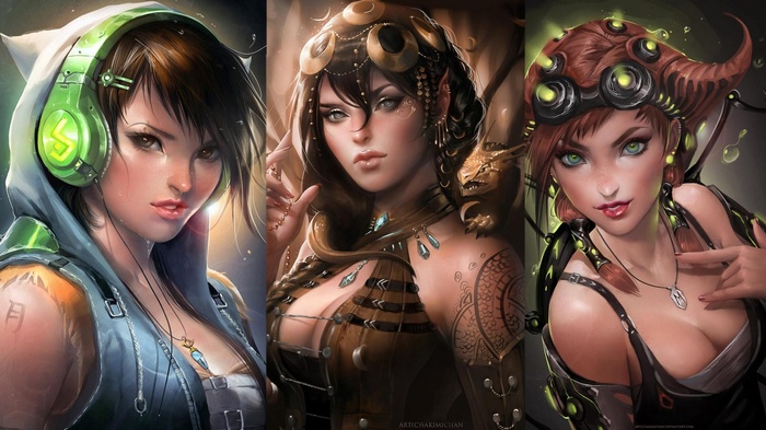 Sakimichan collage of three women