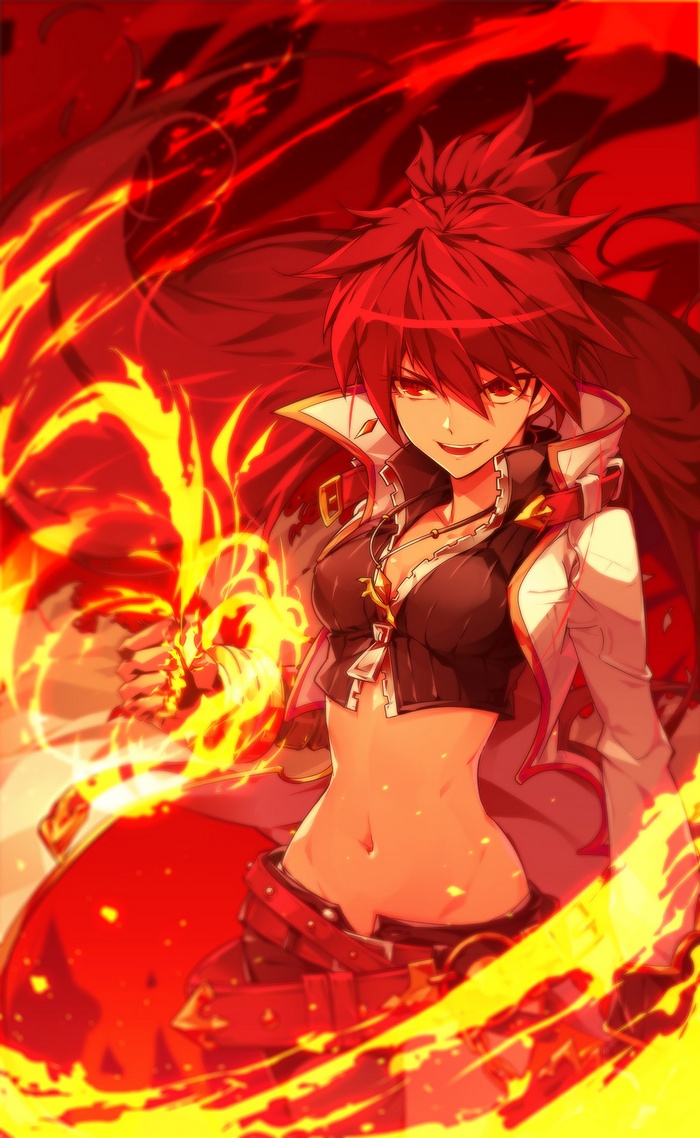 Elesis from Elsword conjuring fire magic