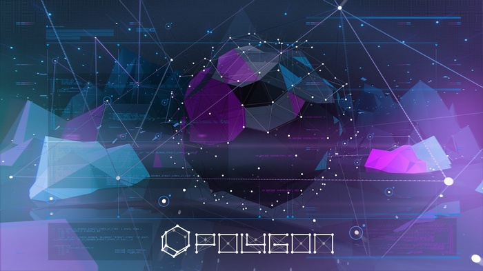 Polygon logo with abstract 3D geometric shapes and data visualization