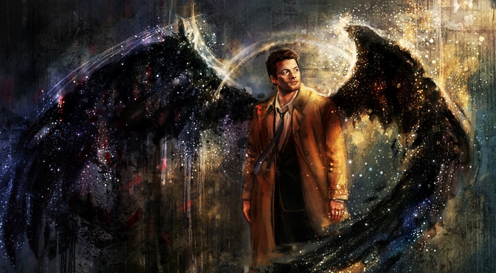 Castiel with dark and light wings
