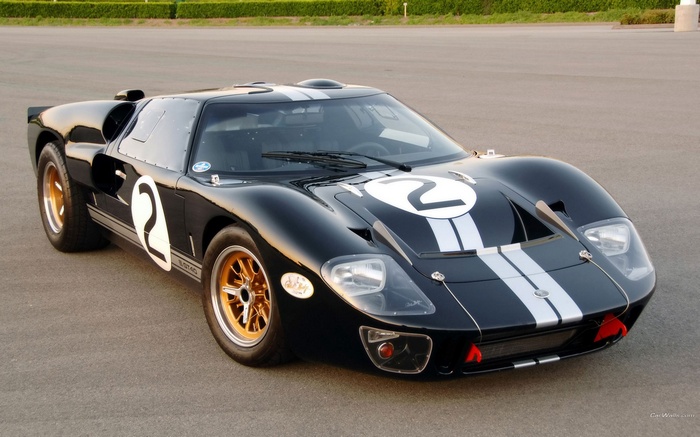 Black Ford GT40 race car with number 2