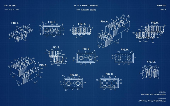 LEGO Toy Building Brick Patent Blueprint