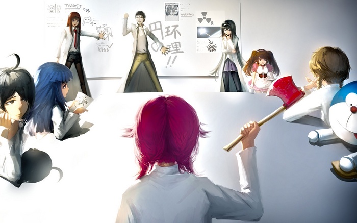Steins;Gate and Mahou Shoujo Madoka Magica characters