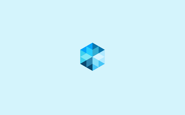 Abstract geometric cube made of blue triangles