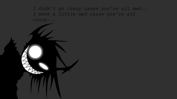 Dark creature with quote about madness
