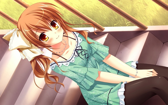 Anime girl with brown hair and yellow eyes