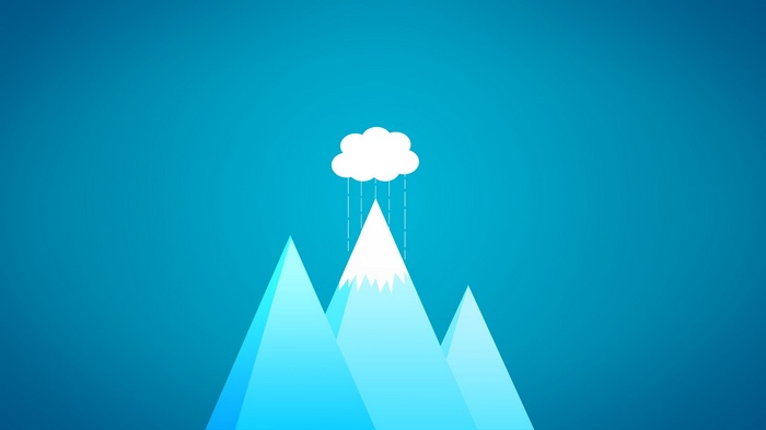 Minimalist mountains with rain from a cloud