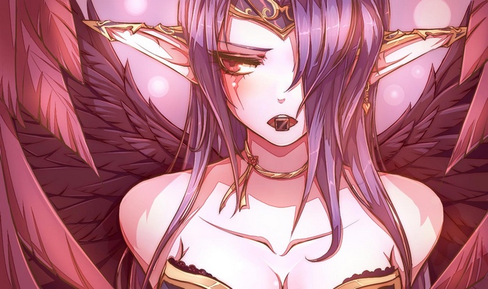 Morgana from League of Legends with dark wings