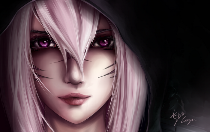 Ahri from League of Legends with pink hair