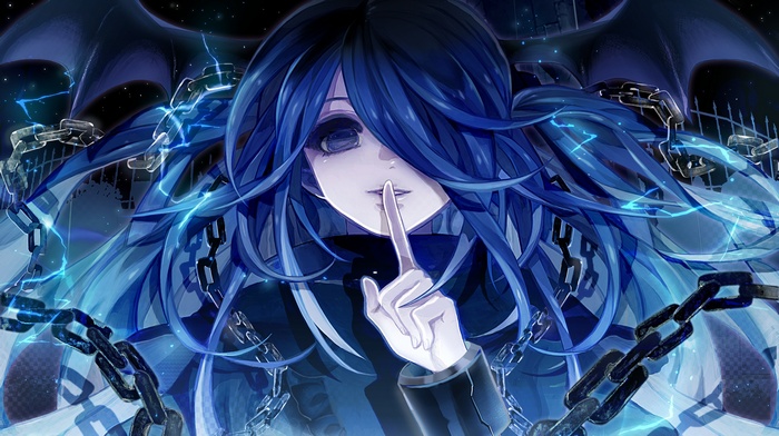 Ophelia from S4 League with blue hair and chains
