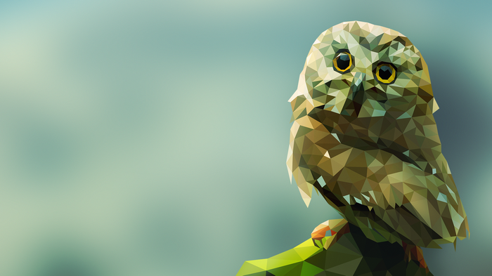 Low poly owl artwork with geometric design