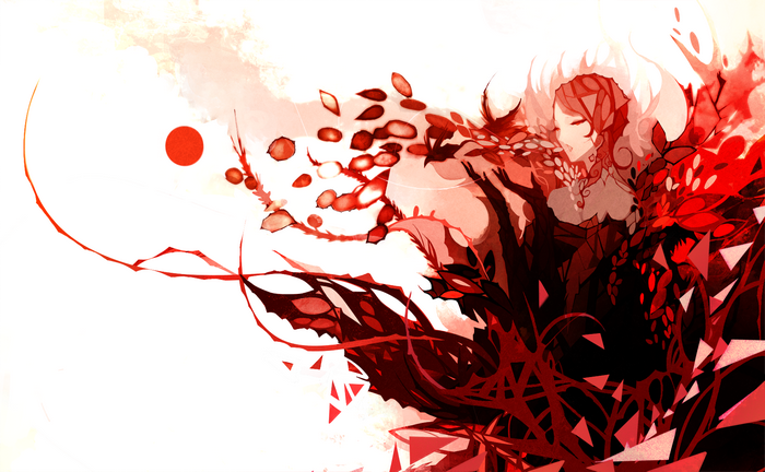Fantasy girl with red and white elements by Nano Mortis