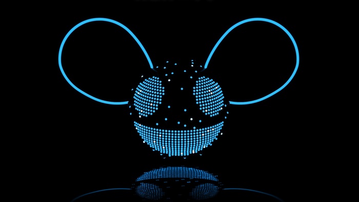 Deadmau5 logo with blue lights on black background