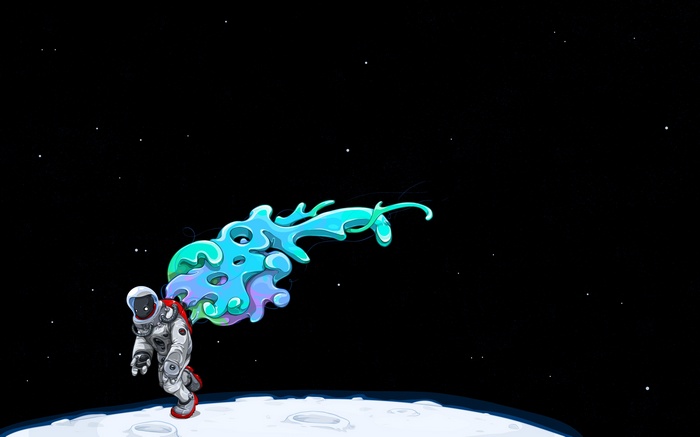 Astronaut with a colorful nebula in space