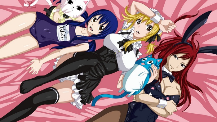 Fairy Tail: Lucy, Wendy, and Erza in bunny outfits