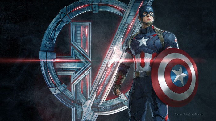Captain America with Avengers: Age of Ultron logo